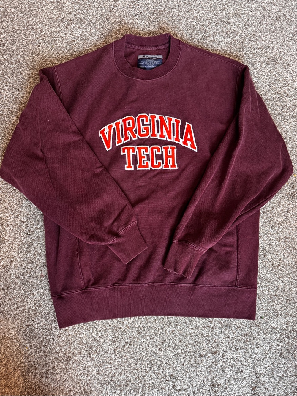 Champion Reverse Weave Virginia Tech Maroon Crewneck Sweatshirt